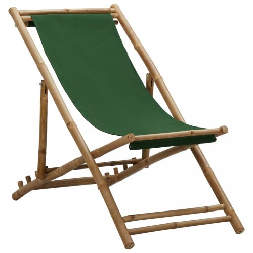 Skladacie plážové ležadlo bambus / plátno Dekorhome - BAREVNÁ VARIANTA: Tmavosivá