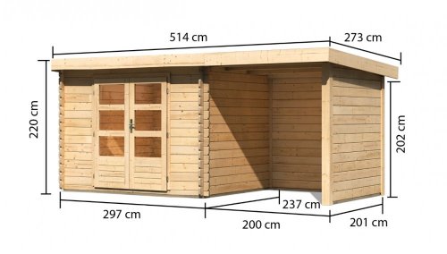 Dřevěný zahradní domek BASTRUP 3 s přístavkem Dekorhome