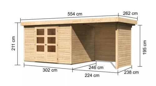 Dřevěný zahradní domek ASKOLA 5 s přístavkem 240 Dekorhome