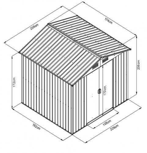 Záhradný domček 226x162 cm kovový Dekorhome