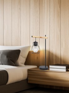 Čierna košová stolová lampa Bernita