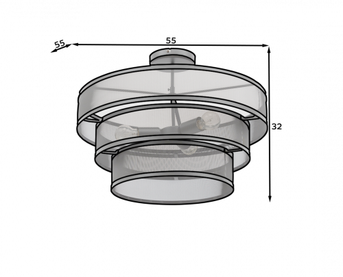 Orabela 55x55x32cm stropný 3B čierny