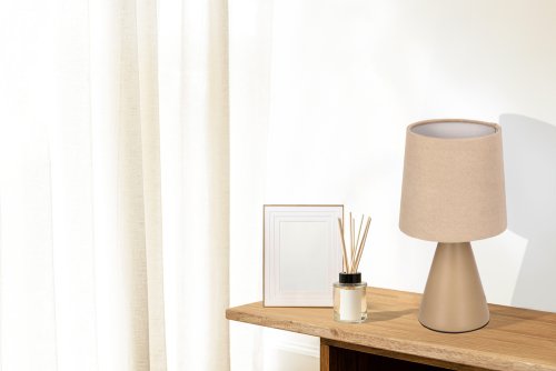 SATTI hnedá keramická stolová lampa s tienidlom E14 1x40W klasická dekoratívna elegantná do obývačky, spálne, kancelárie, teplé farby