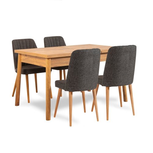 Jídelní set s rozkládacím stolem a židlemi (6 kusů) Santiago Atlantic Anthracite