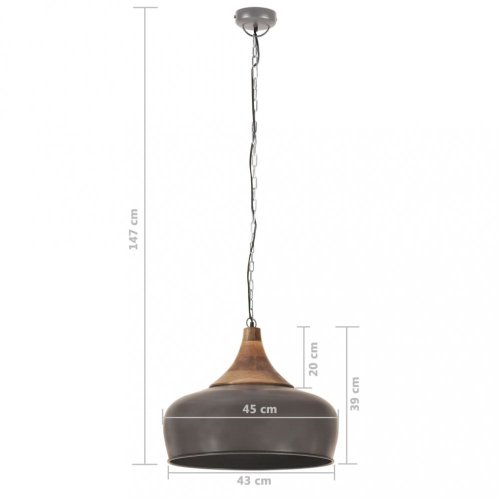 Závěsná lampa šedá / mangovníkové dřevo Dekorhome - ROZMĚR: 45 cm