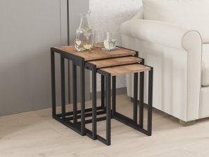 Sada odkladacích stolíkov (3 kusy) Tali - Black, Atlantic Pine