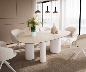 Hrana jedálenského stola oválna 220x120 Keramický Laminam® Travertino
