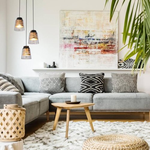 Závesná lampa, čierno-zlatá, sklenená, 3x60W, Fresno