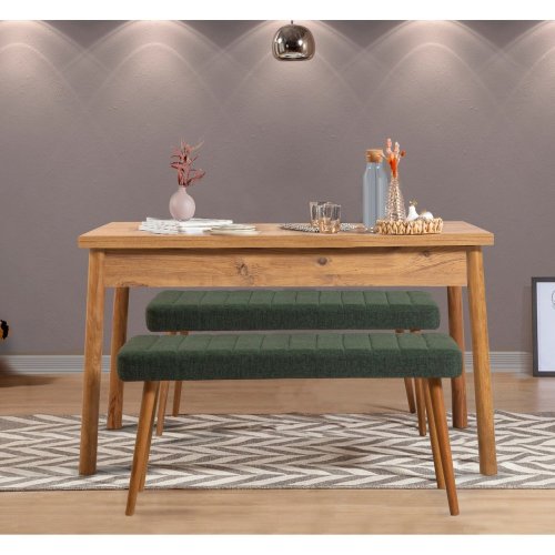 Jídelní set se stolem a lavicí (3 kusy) Costa 1070 - Atlantic Pine, Green