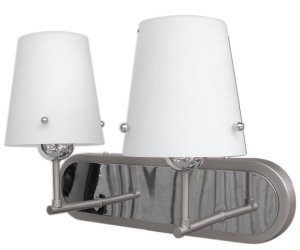 Dvojitá nástenná lampa chróm/s tienidlom zo saténovo bieleho skla 2x60W E27 Tango