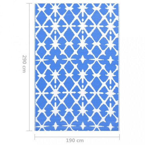 Venkovní koberec PP modrá / bílá Dekorhome - ROZMĚR: 190x290 cm