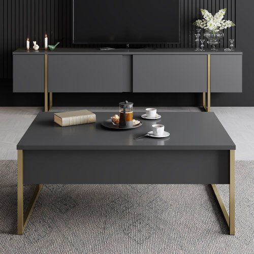 TV stolek Luxe - Anthracite, Gold