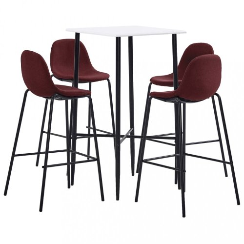 Barový set 5ks textil / bílá Dekorhome