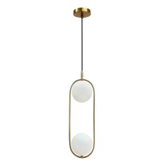 Závesná lampa Cordel, brúsené zlato, 2x28W G9, biele tienidlo