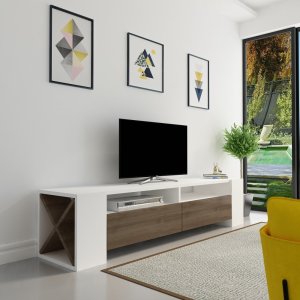 TV stolek Sosruko - White, Walnut