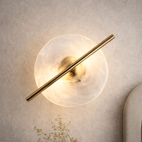 RELAX lampa kinkiet okr. mosiężny 5W LED 3000K klosz biały