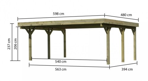 Dřevěný přístřešek / carport CLASSIC 1A s plechy Dekorhome