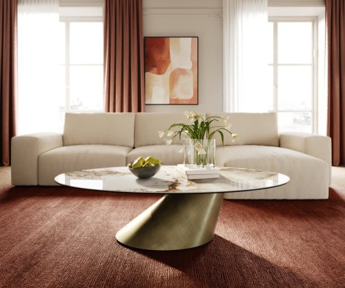 Konferenčný stolík Edge oválny 140x80 cm keramika Minas Melange Conis