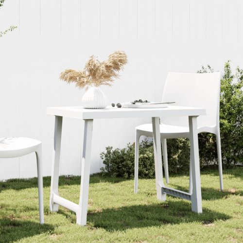 Kempingový stůl bílý 79 x 56 x 64 cm PP vzhled dřeva
