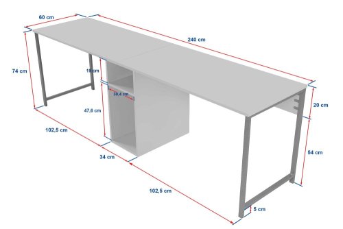 Psací stůl Twin Study Desk - Anthracite, Black