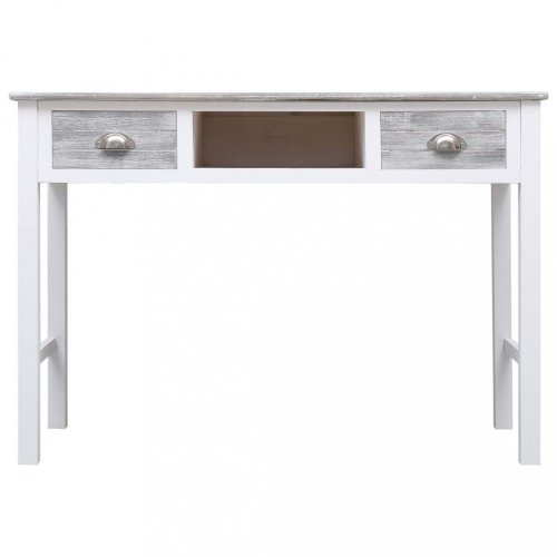 Písací stôl s 2 zásuvkami masívne drevo Dekorhome - BAREVNÁ VARIANTA: Biela / strieborná