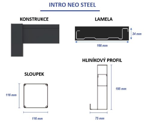 Bioklimatická pergola INTRO NEO 5,3x3 m voľne stojaca