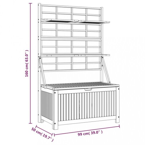 Úložný box s treláží šedý 99x50x160 cm masivní akáciové dřevo