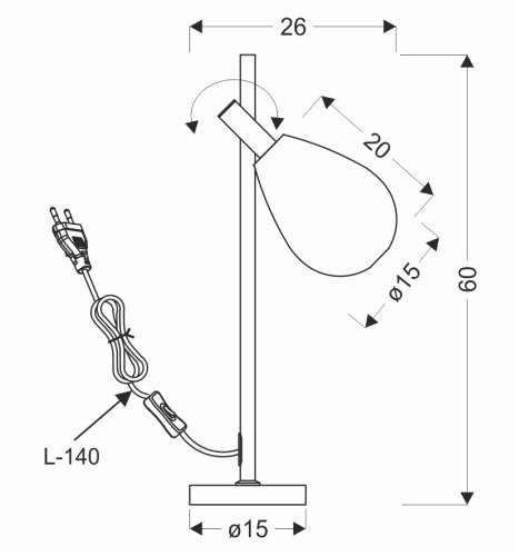 Lampka nocna Denso czarna szklana z kloszem dymionym minimalistyczna