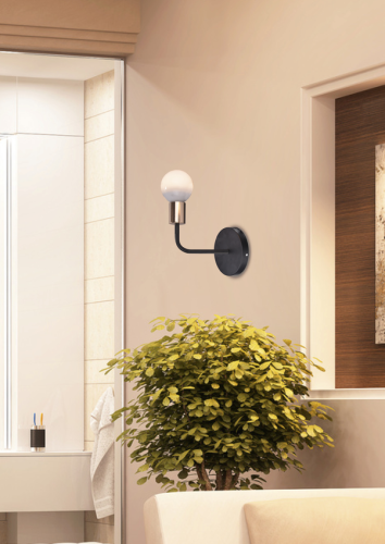 Čierna kovová nástenná lampa bez tienidla Spill