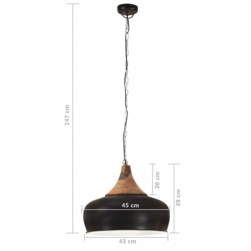 Závesná lampa čierna / mangovníkové drevo Dekorhome - ROZMER: 26 cm
