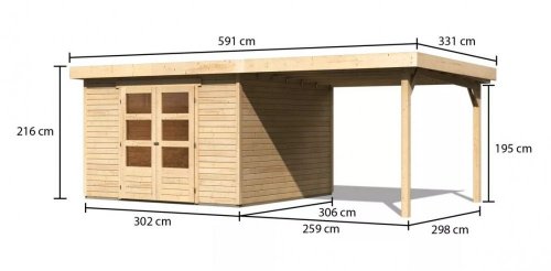 Dřevěný zahradní domek ASKOLA 6 s přístavkem 280 Dekorhome - BAREVNÁ VARIANTA: Antracit