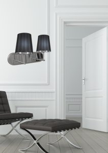 Dvojitá saténová nástenná lampa + čierne tienidlo 2x60W Milonga