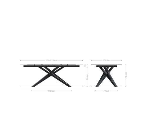 Jedálenský stôl Edge 180-220x100 reliéfne sklo dymovo čierna 3D dizajn