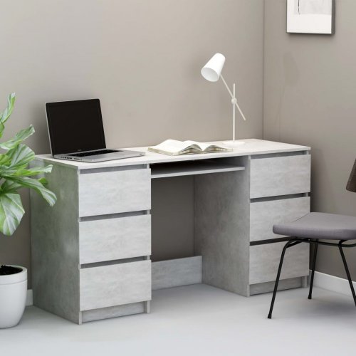 Písací stôl so 6 zásuvkami 140x50 cm Dekorhome - BAREVNÁ VARIANTA: Betón
