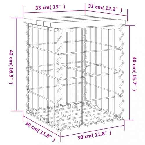 Zahradní lavice gabionový design 33 x 31 x 42 cm borové dřevo