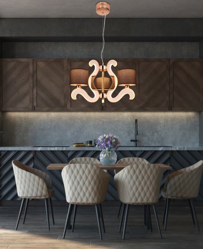 Medená závesná lampa 3x40W + LED luster 18,4W Ambrosia