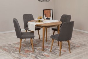 Jedálenský set s rozkladacím stolom a stoličkami (5 kusov) Vina 1501 - Atlantic Pine, Anthracite