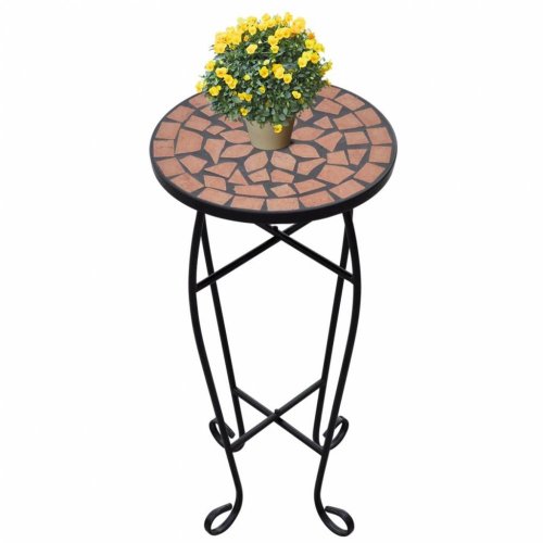 Mozaikový stolík na kvety keramika Dekorhome - BAREVNÁ VARIANTA: Tehlová