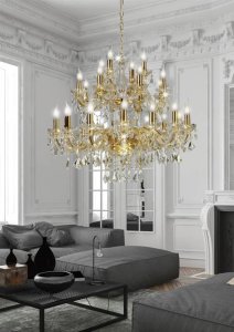 Gold LED crystal hanging ceiling lamp