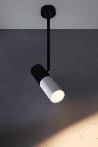 Nastavitelná trubková závěsná lampa, černá a bílá