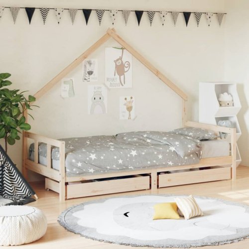 Detská domčeková posteľ so šuplíkmi Dekorhome - ROZMER LÔŽKA: 90 x 200 cm