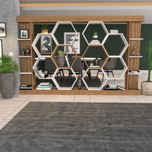 Knihovna Sueno - White, Walnut