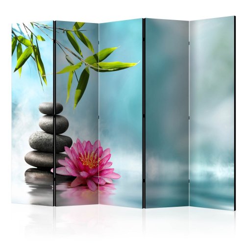 Paraván Water Lily and Zen Stones Dekorhome - ROZMER: 225x172 cm (5-dielny)