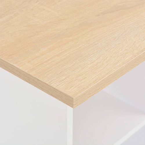 Barový stôl s 2 policami Dekorhome - BAREVNÁ VARIANTA: Biela / dub