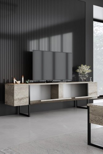 TV stolek Luxe - Travertine, Black