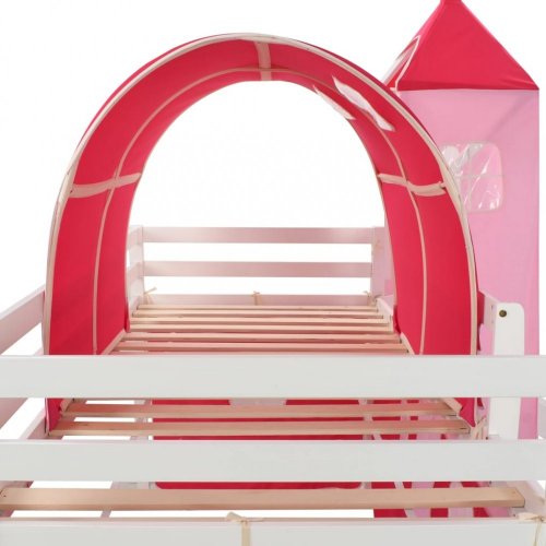 Detská poschodová posteľ zámok so šmýkačkou Dekorhome