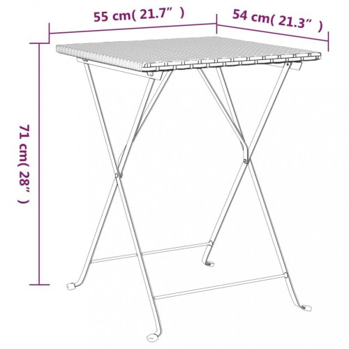 Skládací bistro stůl šedý 55 x 54 x 71 cm polyratan