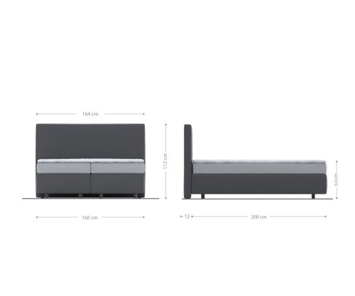 Boxspring postel Dream-Well 160x200 cm manšestr stříbrošedá