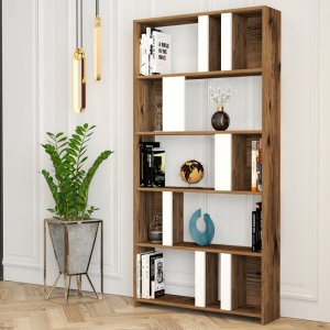 Knihovna Lima - Walnut, White