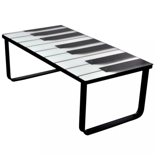 Konferenční stolek s potiskem sklo / kov Dekorhome - BAREVNÁ VARIANTA: Piano
